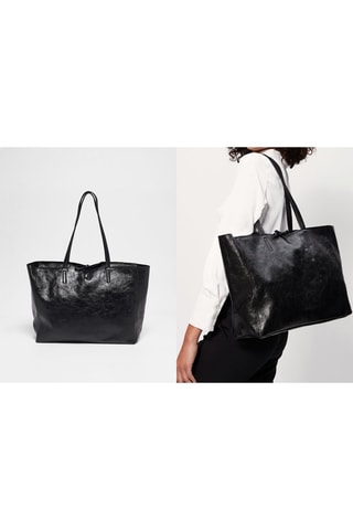 Mala shopper em couro envernizado Vog - Preto