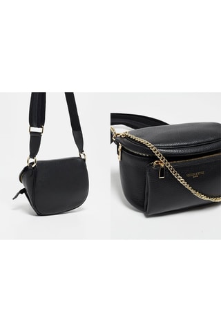 Bolsa de cintura em couro Aly - Preto