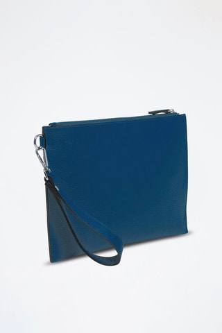 Pochette en cuir Leo  - Bleu
