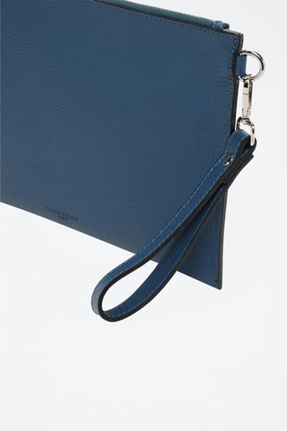 Pochette en cuir Leo  - Bleu