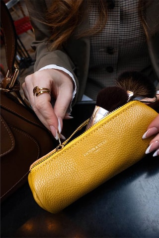 Trousse en cuir Laya - Jaune
