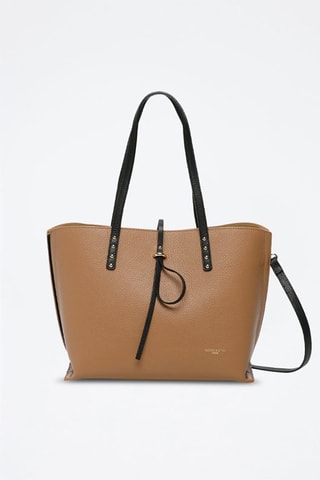 Mala shopper em couro Maina - Bege e preto
