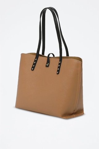 Mala shopper em couro Maina - Bege e preto