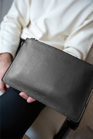 Pochette en cuir Mini Leo - Noir