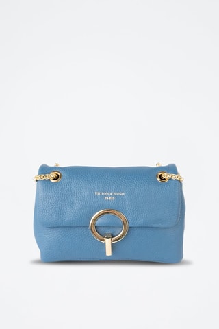 Mala a tiracolo de couro Sarya - Azul e dourado