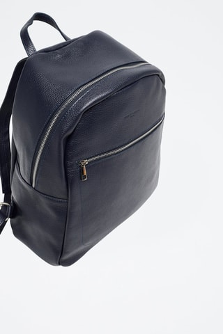 Sac à dos en cuir Lou - Bleu marine