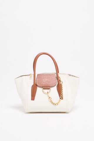 Mala shopper em couro Soli - Branco e castanho