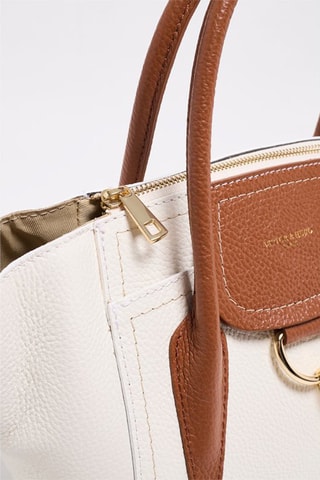 Mala shopper em couro Soli - Branco e castanho