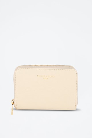 Porte-monnaie en cuir Kam - Beige et doré