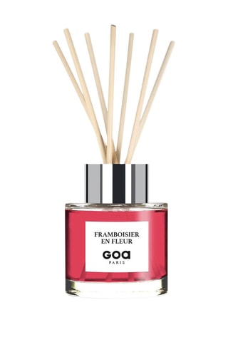 Bouquet parfumé Goatier - Framboisier en fleur 200 ml et 7 tiges en rotin - Coloris aléatoire