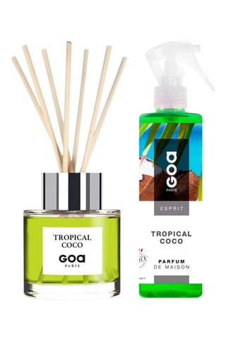 Bouquet parfumé Goatier - Tropical coco 200 ml et vaporisateur d'ambiance 250 ml