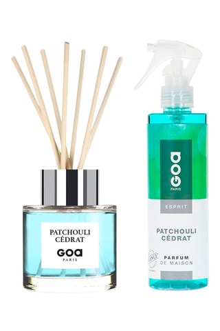 Bouquet parfumé Goatier - Patchouli cédrat 200 ml et vaporisateur d'ambiance 250 ml