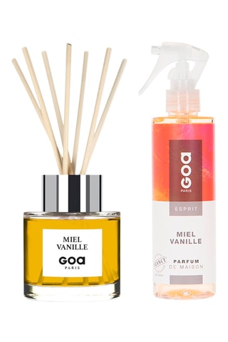 Bouquet parfumé Goatier - Miel et vanille 200 ml et vaporisateur d'ambiance 250 ml