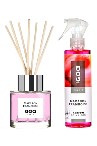 Bouquet parfumé Goatier - Macaron framboise 200 ml et vaporisateur d'ambiance 250 ml