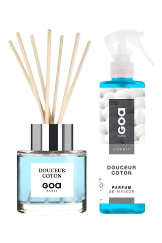 Bouquet parfumé Goatier - Douceur coton 200 ml et vaporisateur d'ambiance 250 ml