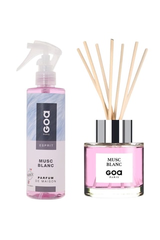 Vaporisateur d'ambiance 250 ml et Bouquet parfumé Goatier 200 ml - Musc Blanc