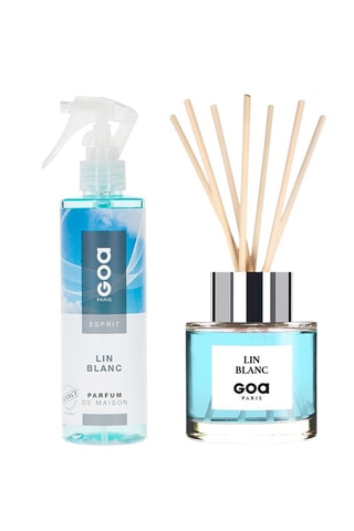 Vaporisateur d'ambiance 250 ml et Bouquet parfumé Goatier 200 ml - Lin blanc