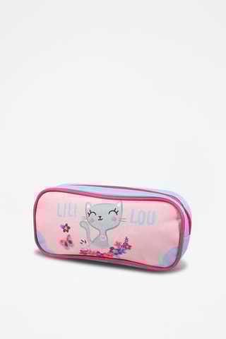Estojo Lili Lou Rosa e azul-celeste