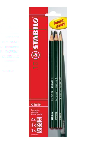 6 lápis de grafite Othello - 4xHB, 2B e 2H