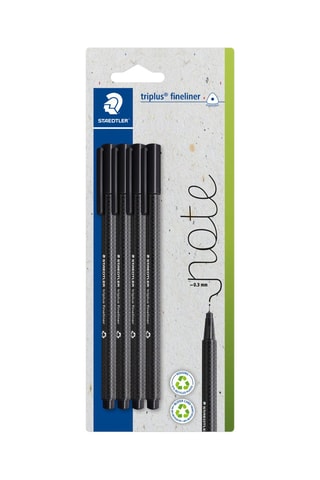 4 canetas de feltro Triplus® fineliner 334 - Preto