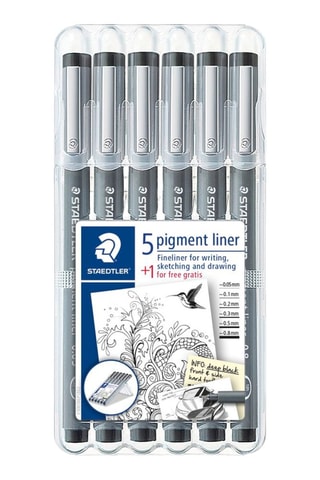 6 canetas de feltro pigmentadas - Tinta preta
