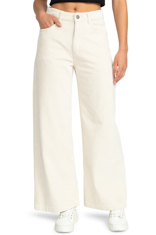 Pantalon large en velours taille haute - Beige - Roxy