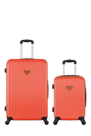 Mala de cabine e mala grande volume Agata - Coral - 55/75 cm - Coral