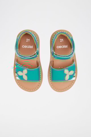 Leren Sandalen Turquoise