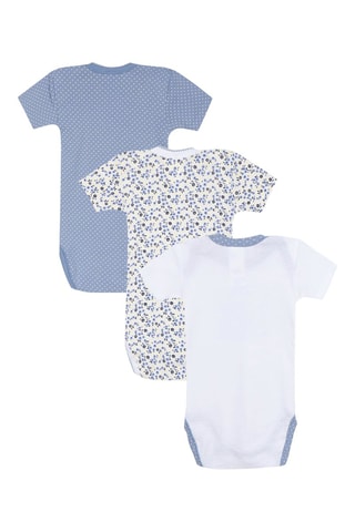 3 Rompertjes Wit en Blauw - Absorba