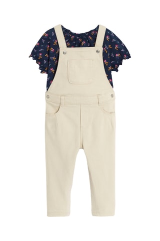 T-shirt en Tuinbroek - Beige en Marineblauw