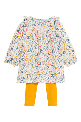 Jurk en Legging - Wit en Mosterdgeel