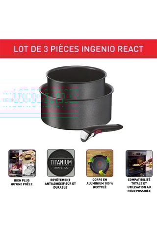 2 Steelpannen Ingenio React - 16 en 20 cm