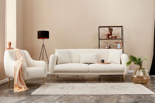 Canapé convertible Simena - Crème - 3 places - Couchage 180 x 90 cm