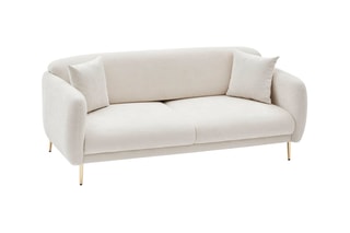 Canapé convertible Simena - Crème - 3 places - Couchage 180 x 90 cm