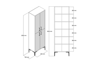 Armoire de toilette 4 portes Berlin A - 187 x 41,5 x 31,5 cm