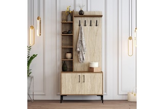 Meuble d'entrée 2 portes Viyana D - 90 x 200 x 35 cm