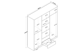 Armoire 6 portes - 180 x 210 x 51,5 cm