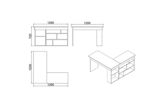 Bureau d'angle - 129 x 72 x 120 cm