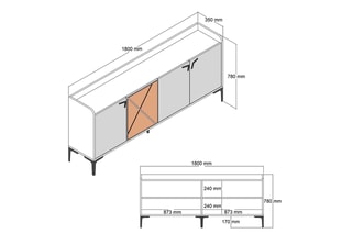 Bahut 4 portes - 180 x 35 x 78 cm