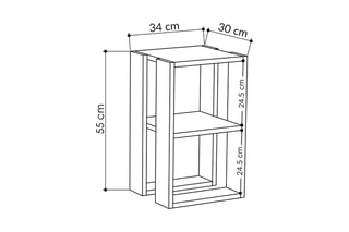 Table de chevet 2 niches Lonie - 30 x 55 x 30 cm