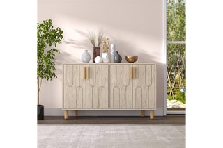 Console 4 portes Vincent et gris - 120 x 73,6 x 29,6 cm