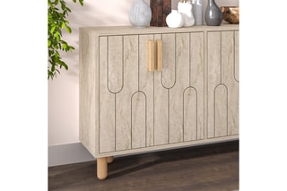 Console 4 portes Vincent et gris - 120 x 73,6 x 29,6 cm