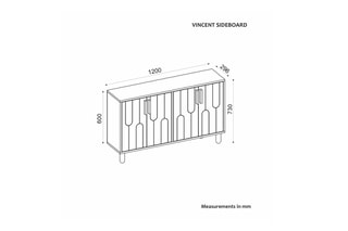 Console 4 portes Vincent et gris - 120 x 73,6 x 29,6 cm