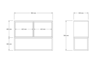 Console 2 abattants Zermat - 90 x 70 x 34 cm