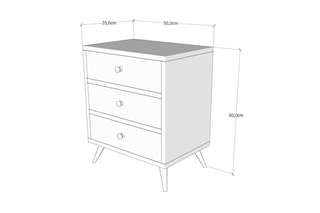 Commode 3 tiroirs - 50 x 35 x 60 cm
