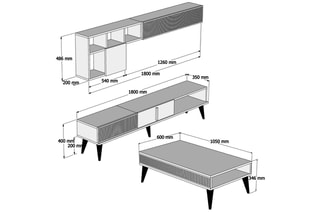 Ensemble meubles de salon - 180 x 40 x 35 cm