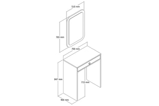 Coiffeuse Lizbon Mirror -70 x 84,7 x 40 cm