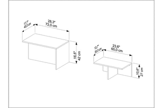 2 tables gigognes Twins - 72 x 45 x 42 et 60 x 35 x 27 cm