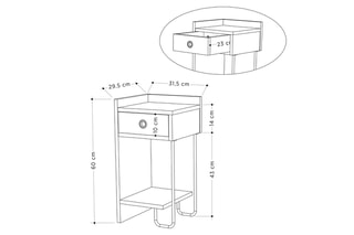 Table de chevet - 32 x 61 x 30 cm