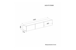 Meuble TV 3 abattants Alfa - 28,6 x 180 x 31,4 cm
